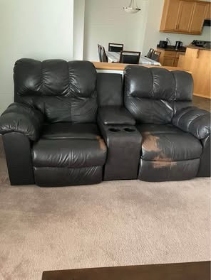 Top grain leather recliner