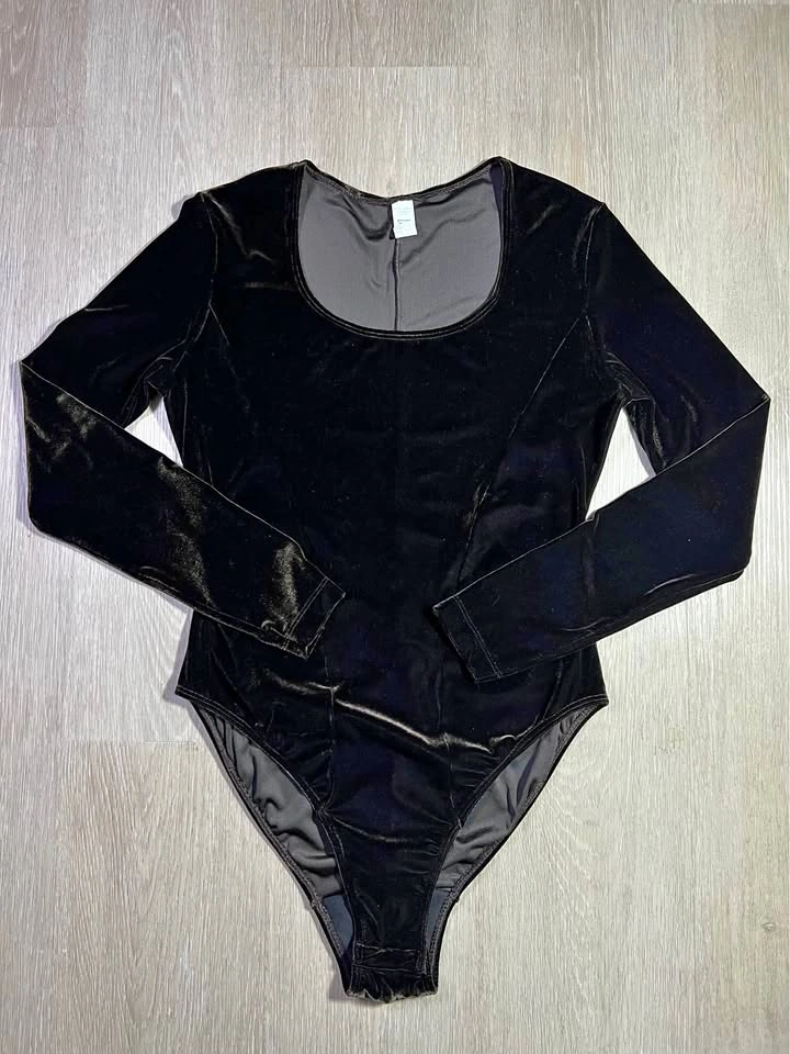 Velvet Dark Brown Long Sleeve Bodysuit