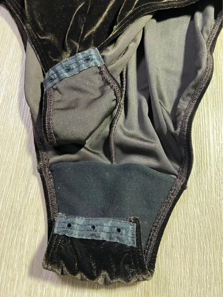 Velvet Dark Brown Long Sleeve Bodysuit - photo 3