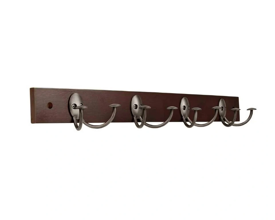 Hardwood rack with 4 double hooks