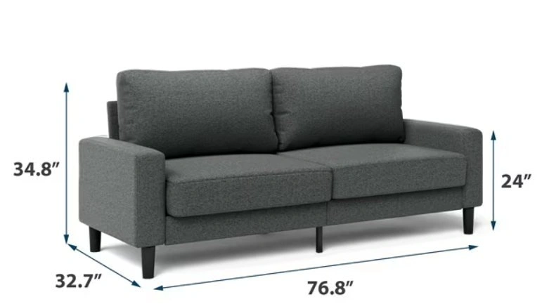 Grey Upholstered Fabric Sofa