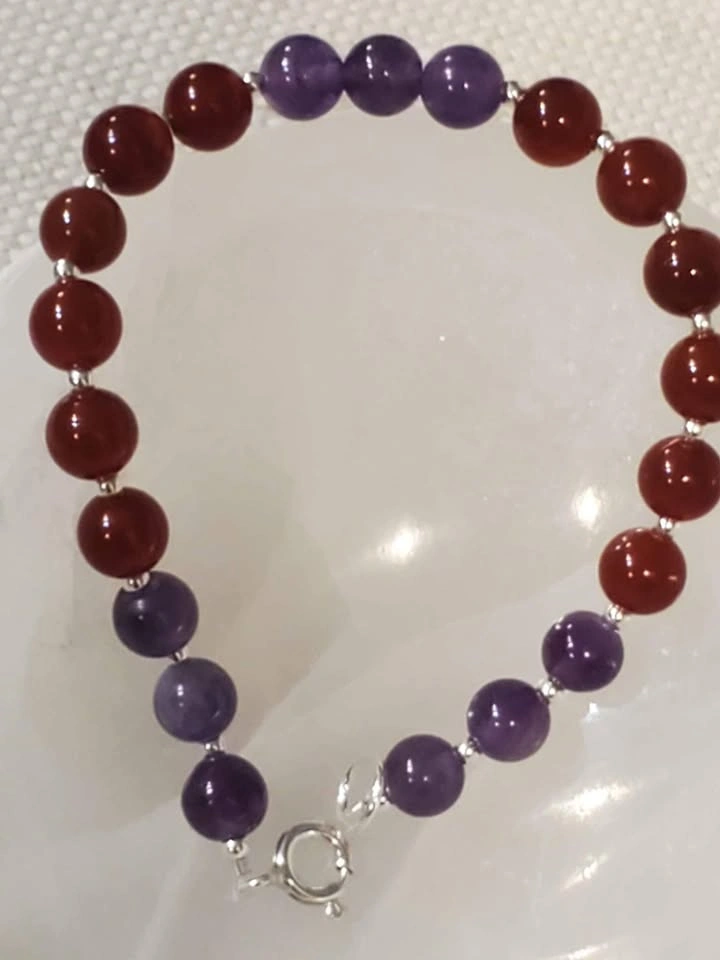 Handmade bracelet with Carnelian and Amethyst - photo 2