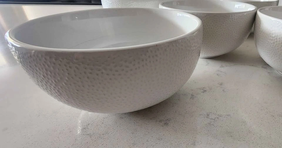 Set of 5 White Textured Serving / Soup Bowls - photo 2