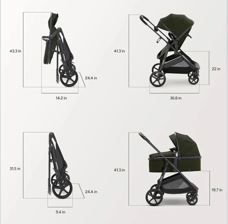 Mompush Wiz 2 in 1 Stroller – Forest Green and Black – Lightweig - photo 3
