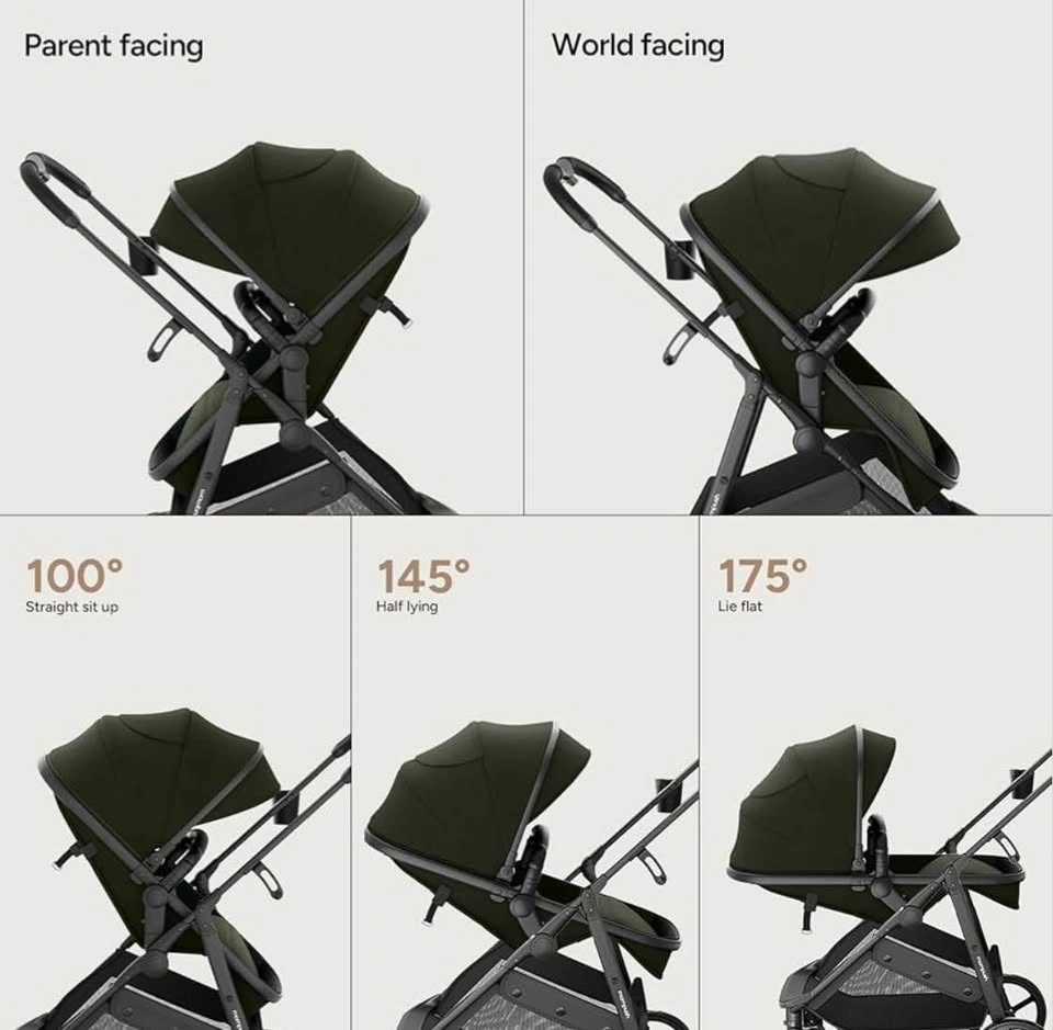 Mompush Wiz 2 in 1 Stroller – Forest Green and Black – Lightweig - photo 4