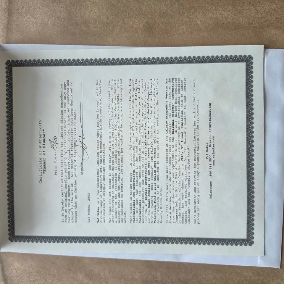 Certified Framed Art: Enamor of Slumber by Val Moker - photo 4