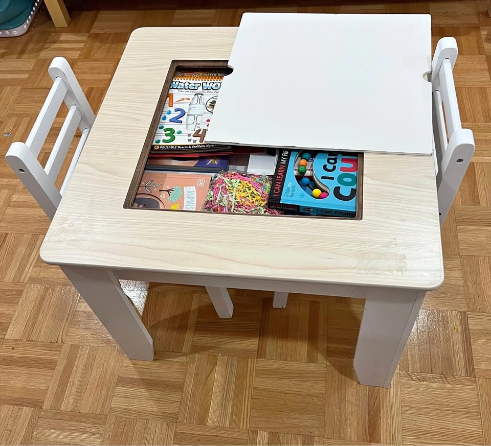 Kids Wooden Table and Chairs with Storage