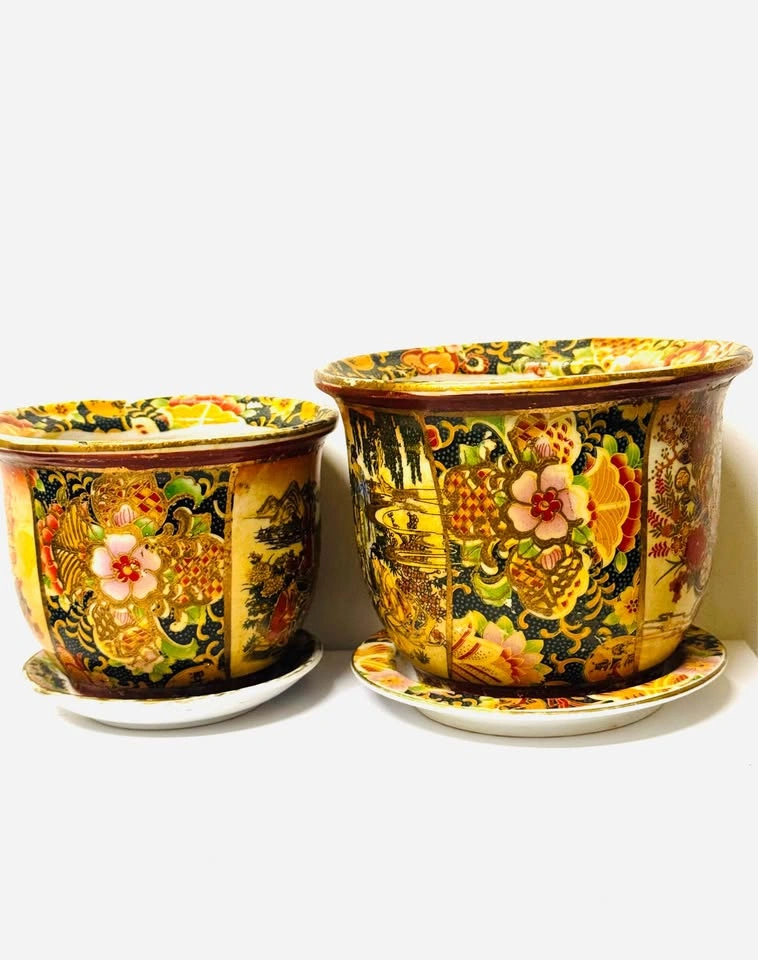 Two Small Oriental Planters Set - photo 2