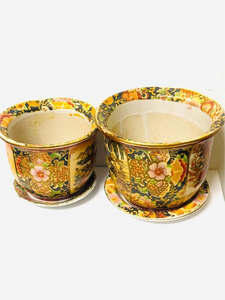 Two Small Oriental Planters Set - photo 3