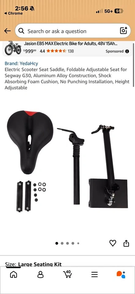 YedaHcy Electric Scooter Seat Saddle Kit for Segway G30