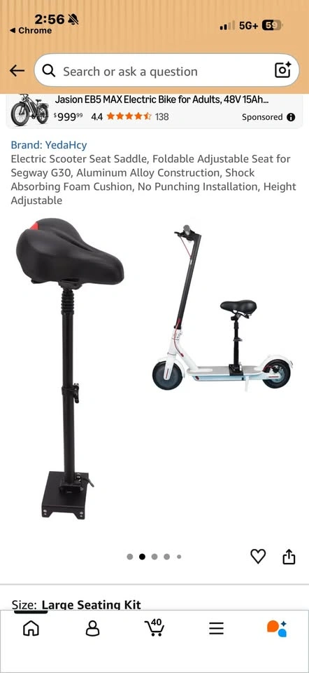 YedaHcy Electric Scooter Seat Saddle Kit for Segway G30 - photo 2