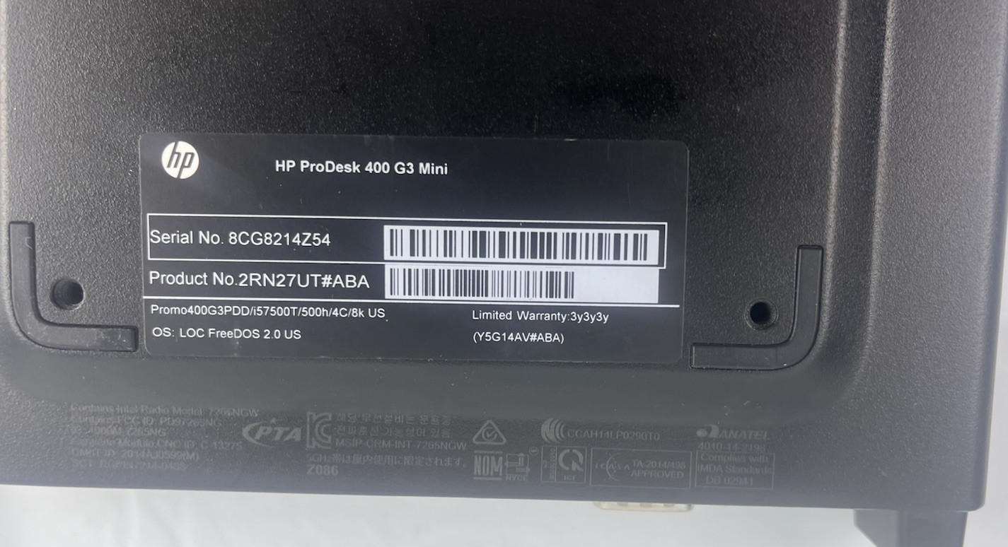 HP ProDesk 400 G3 Mini i5 4GB RAM No HD - photo 4