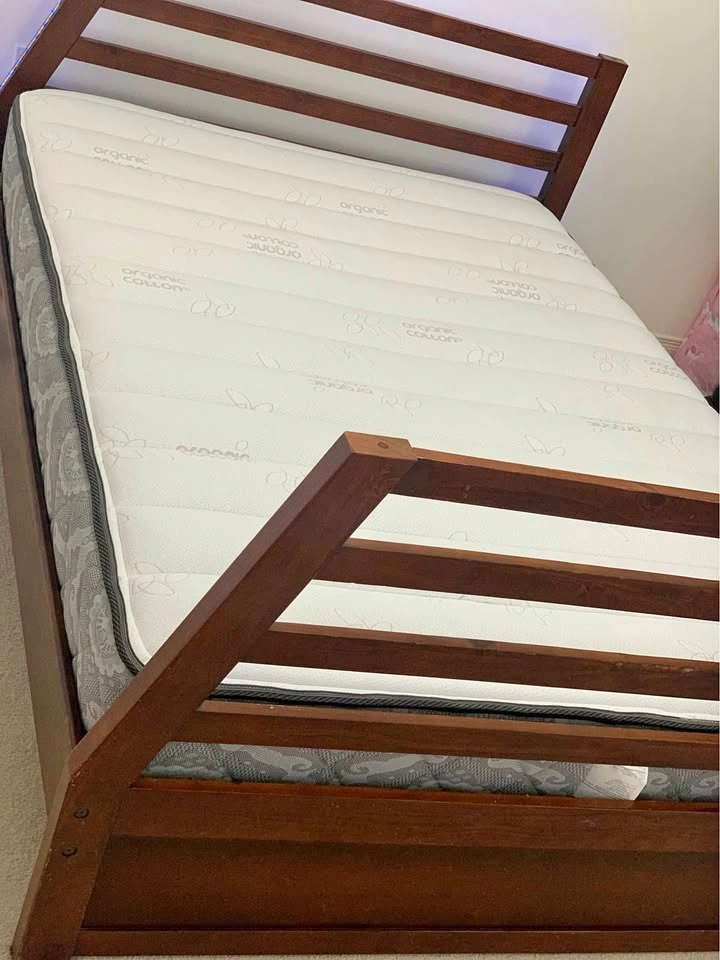 Bed Frame and Organic Cotton Mattress-MOVING SALE