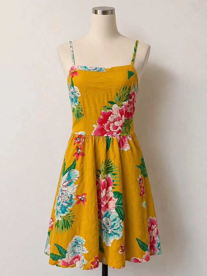 Yellow Floral Sundress XS