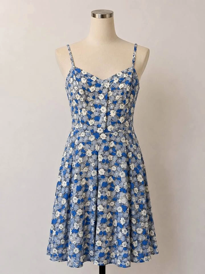 Blue Floral Print Sundress XS