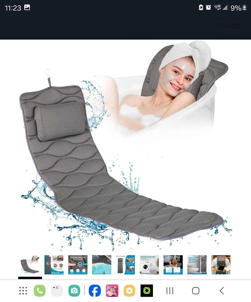 Full Body Bath Pillow for Bathtub - 5D Air Mesh, 21 Suction Cups