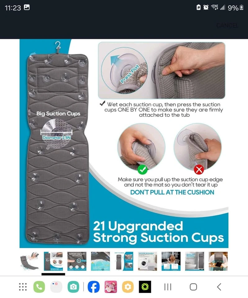 Full Body Bath Pillow for Bathtub - 5D Air Mesh, 21 Suction Cups - photo 2