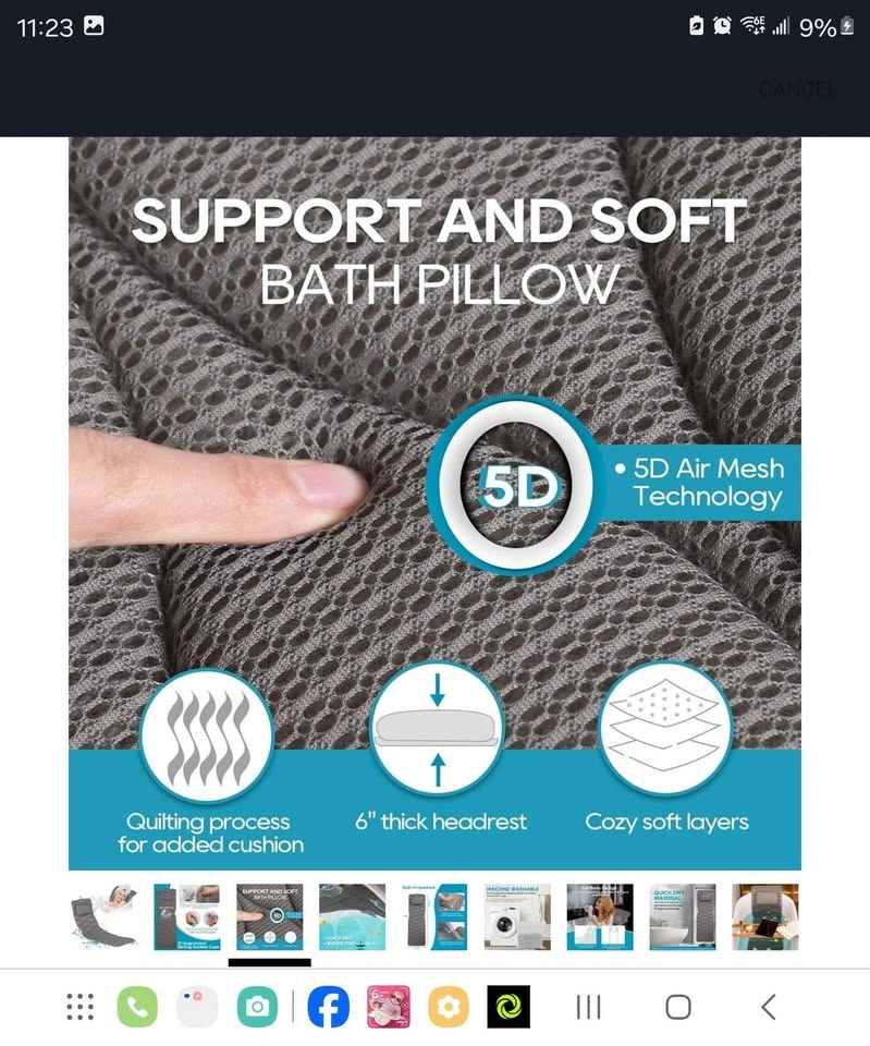 Full Body Bath Pillow for Bathtub - 5D Air Mesh, 21 Suction Cups - photo 3