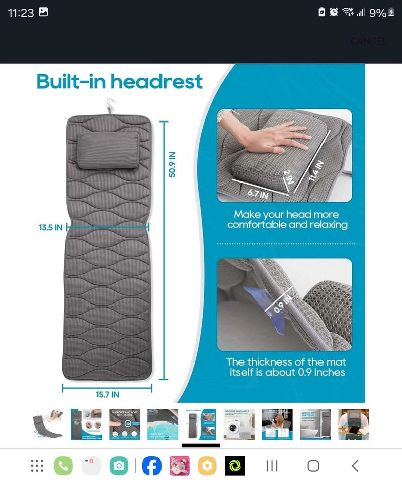 Full Body Bath Pillow for Bathtub - 5D Air Mesh, 21 Suction Cups - photo 5