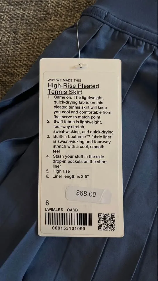 Lululemon High-Rise Pleated Tennis Skirt - Prep Blue - Size 6 - photo 2