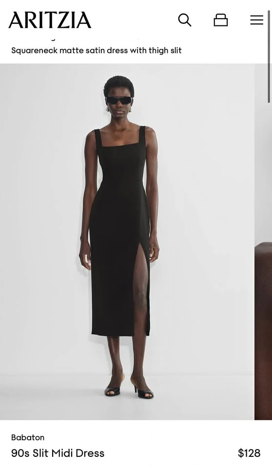 Aritzia 90s Slit Midi Dress - Size 10