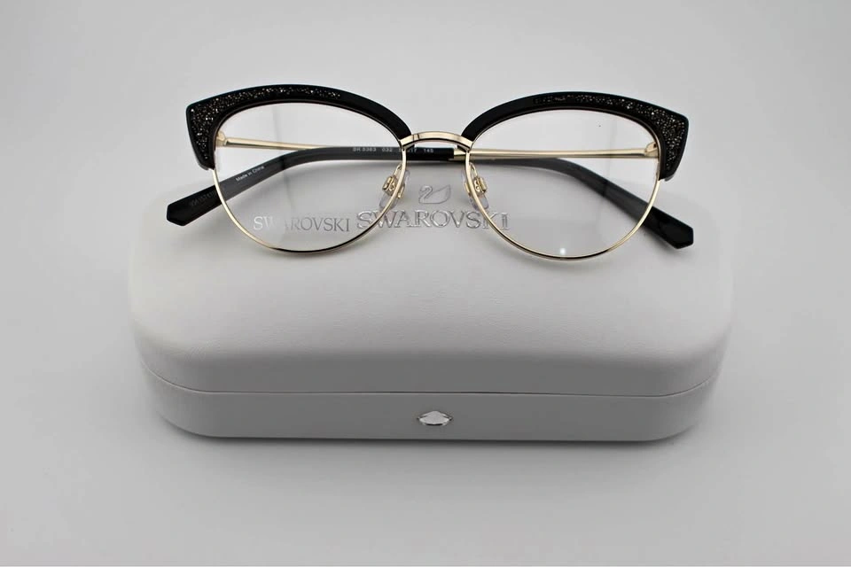 Swarovski Women's Cat Eye Glasses SK5363 Black/Gold 53mm