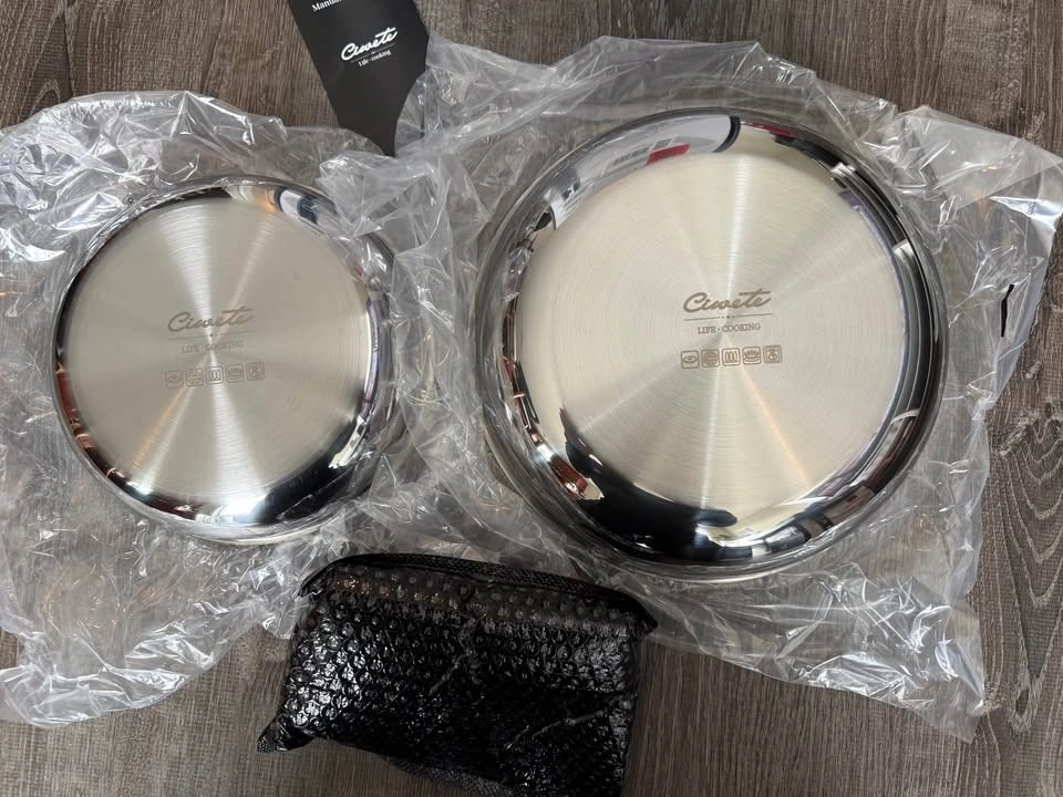 NEW 3 Piece Hybrid Stainless Steel Pots Set Non Stick - photo 2