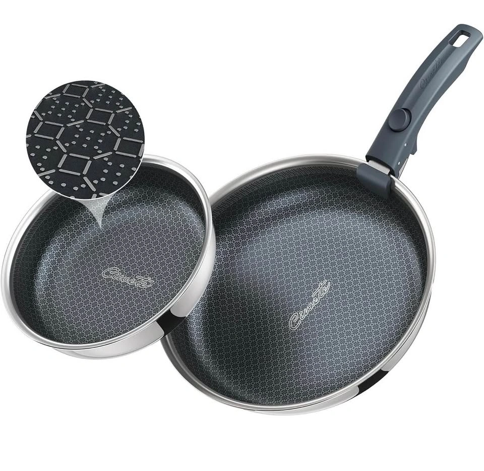 NEW 3 Piece Hybrid Stainless Steel Pots Set Non Stick - photo 4
