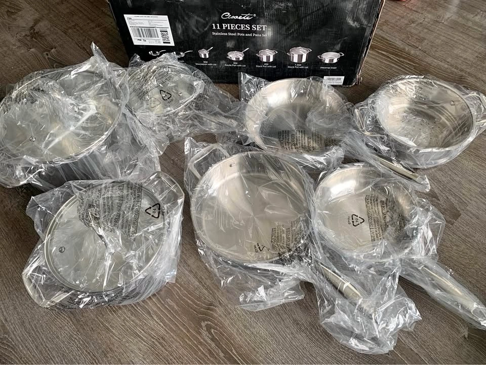 NEW 11-Piece Tri-Ply Stainless Steel Pots and Pans Set
