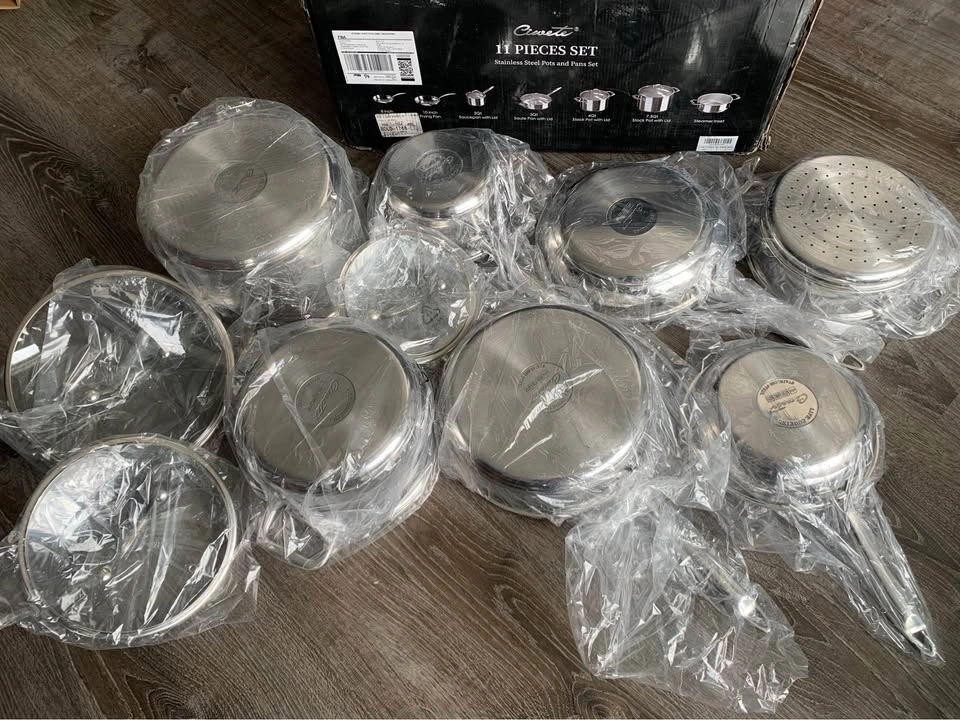 NEW 11-Piece Tri-Ply Stainless Steel Pots and Pans Set - photo 2