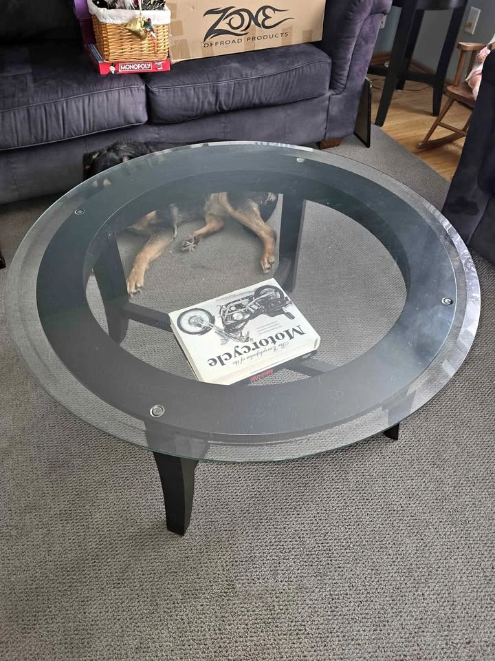 Living Room Furniture Set - Glass Tables & Sofa