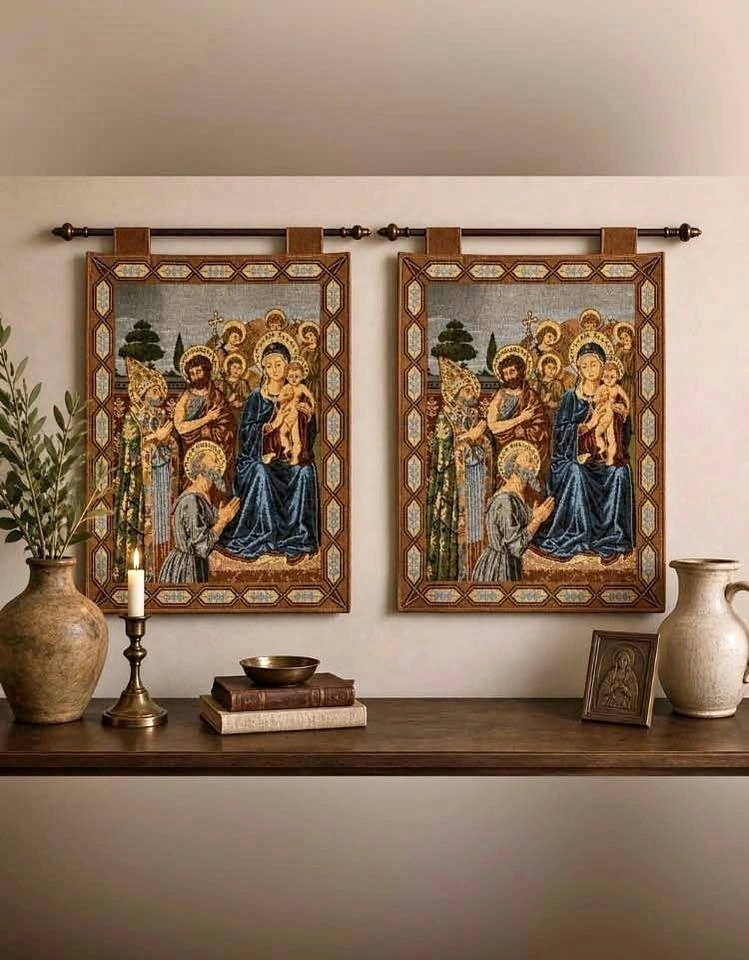 Vintage Madonna and Child Tapestry Set of 2 (14x19)