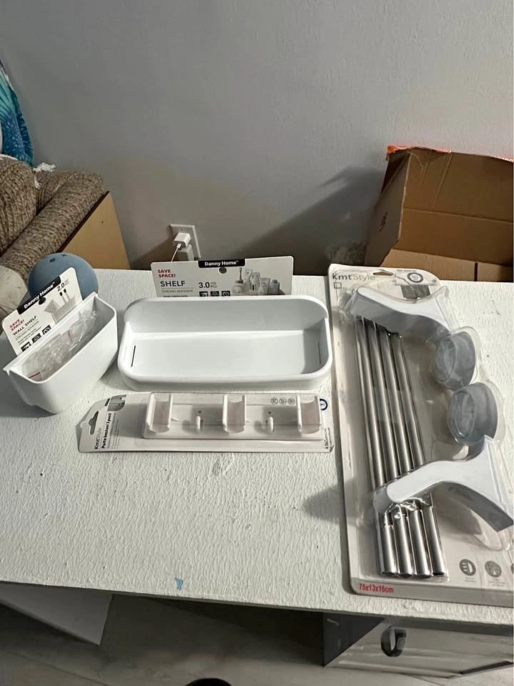 Move Out Sale - Bathroom Organizer Set | Suction Shelf + Adhesiv