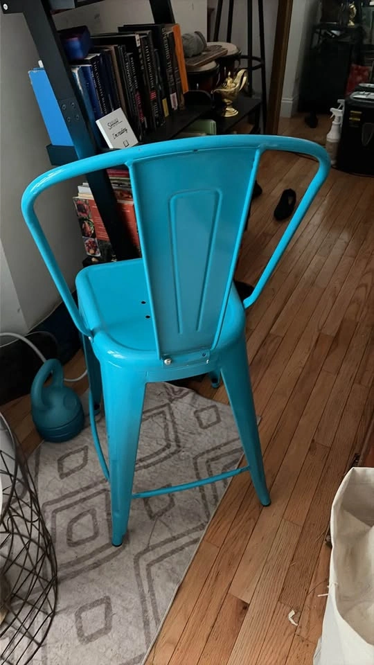Teal Blue Metal Industrial Style Chair - photo 4