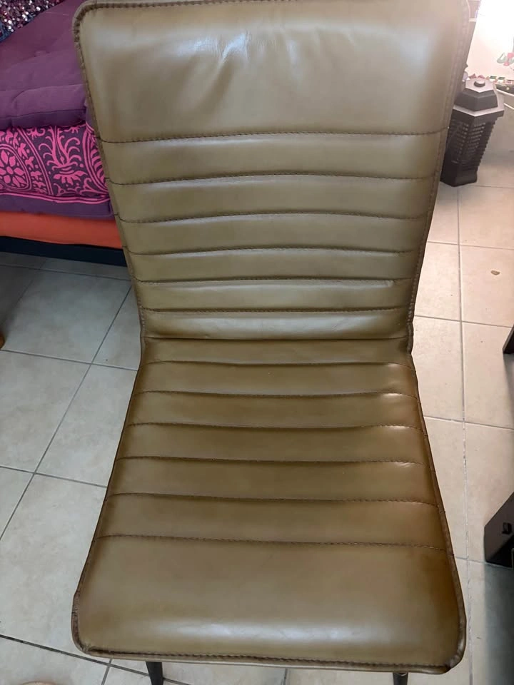 Set of 2 Tan Leather Dining Chairs - photo 2