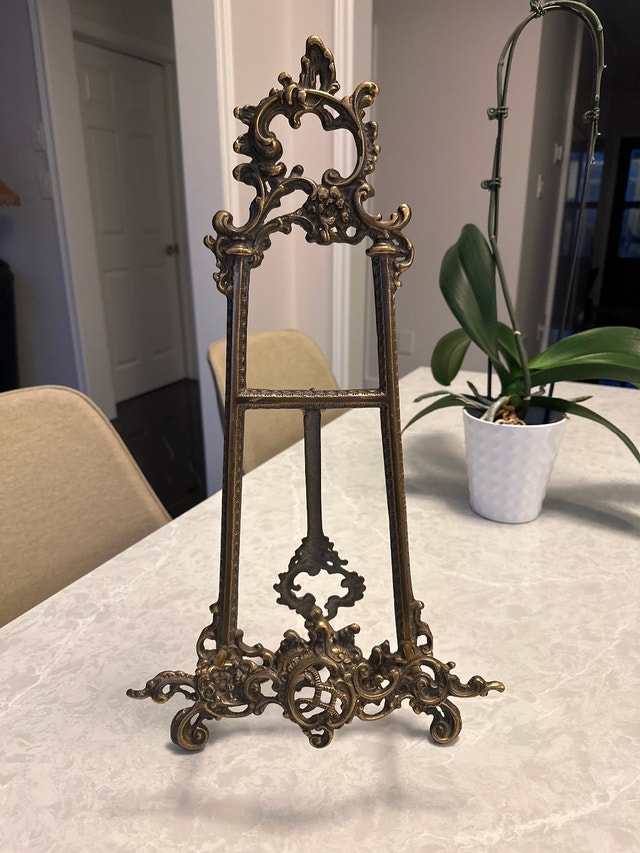 Solid Brass Vintage Ornate 20" Easel | Victorian Style