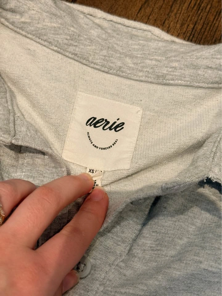 Aerie Gray Collared Long Sleeve Shirt XS - photo 3