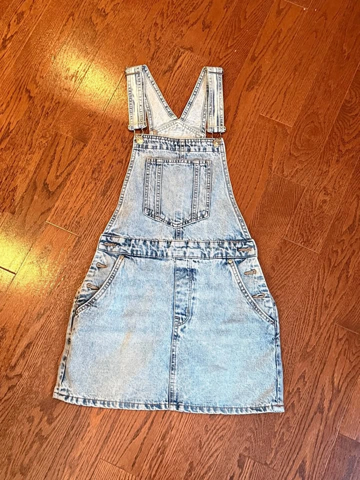 DIVIDED Light Wash Denim Overall Dress