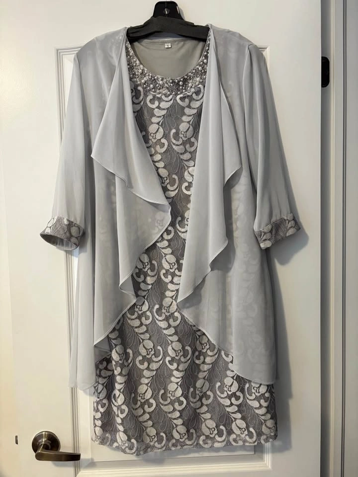 Susna Gray Lace Dress with Jacket Set - photo 2