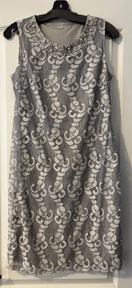 Susna Gray Lace Dress with Jacket Set - photo 4