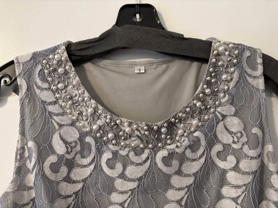 Susna Gray Lace Dress with Jacket Set - photo 5