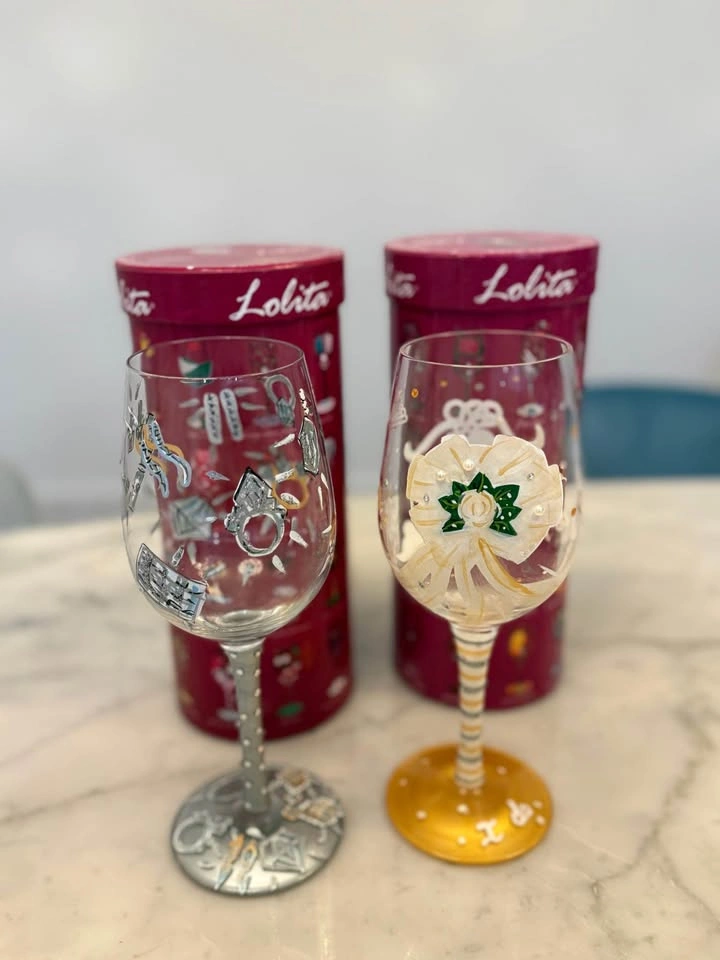 Lolita Hand-Painted Wedding Wine Glasses (Set of 2 with Boxes!)