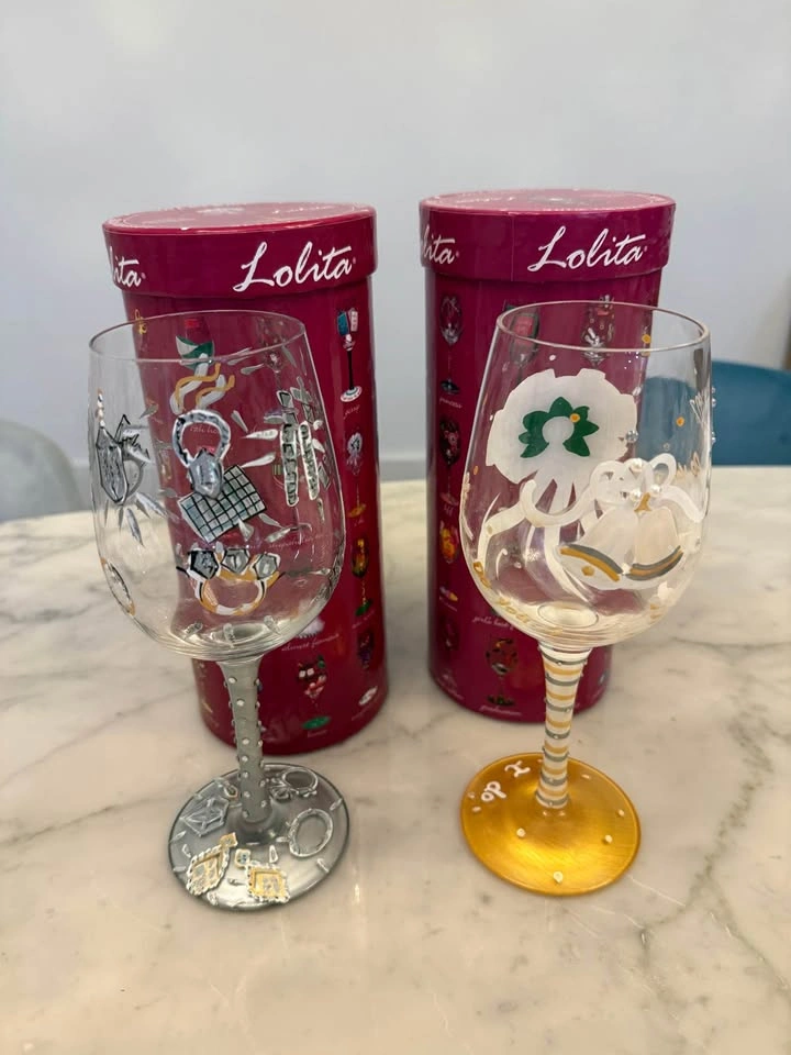 Lolita Hand-Painted Wedding Wine Glasses (Set of 2 with Boxes!) - photo 2