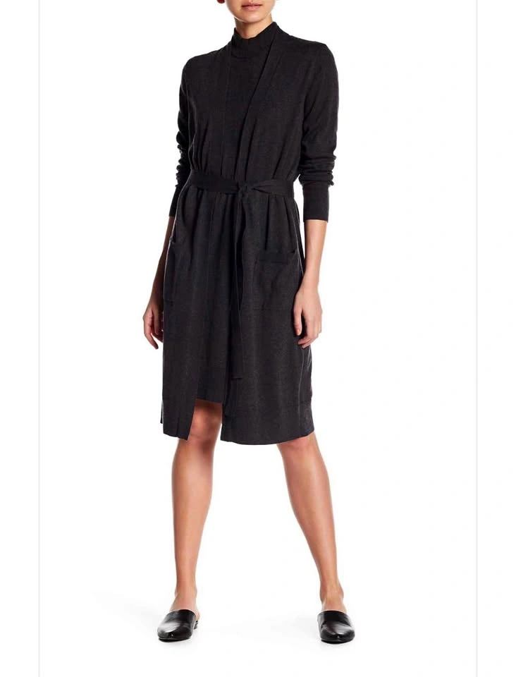 Equipment Dark Gray Long Belted Cardigan Dress