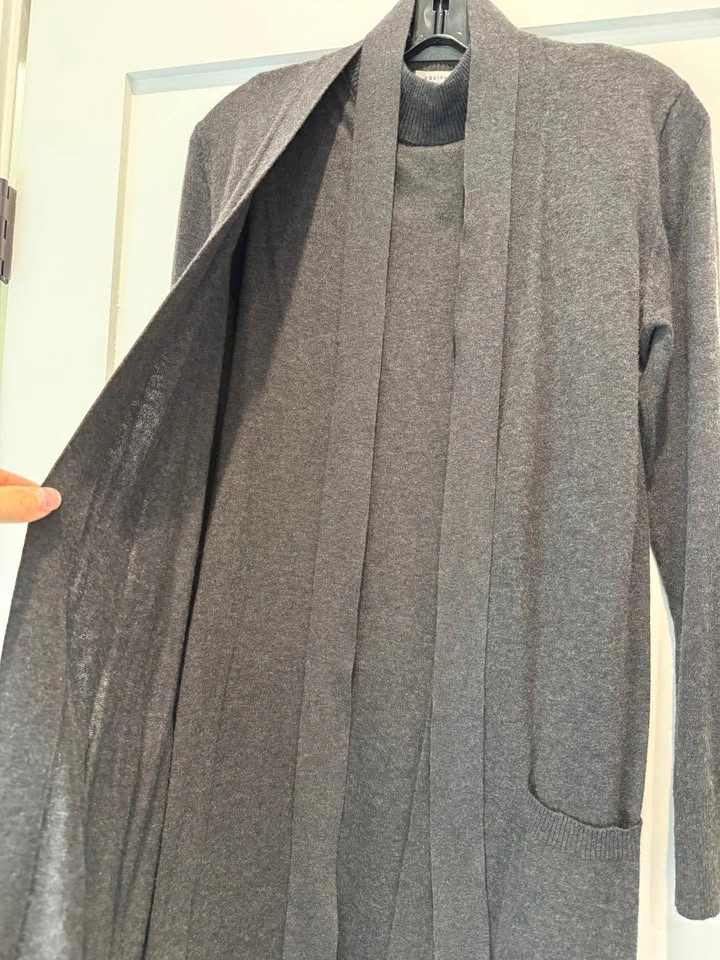Equipment Dark Gray Long Belted Cardigan Dress - photo 5