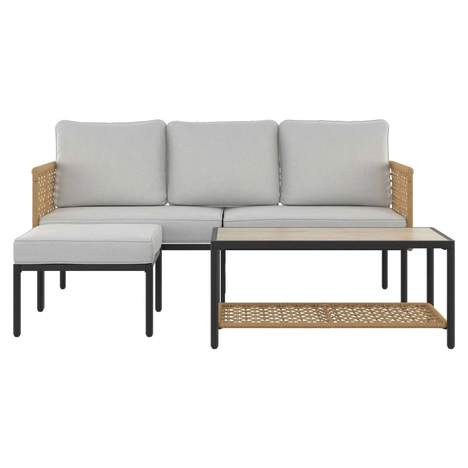 HOMETRENDS Lasso 3-Piece Steel Outdoor Sectional Set w/ Table & - photo 3