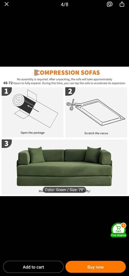Brand new 79" Convertible Sofa Bed - Aluminum Frame - photo 4