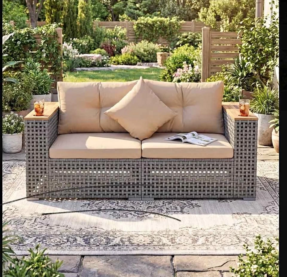 Brand New 2pcs Patio Corner Sofa Set, Outdoor Sectional Wicker L