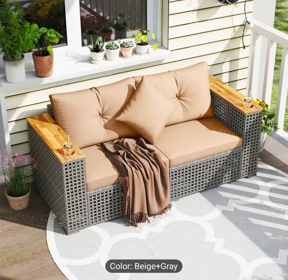 Brand New 2pcs Patio Corner Sofa Set, Outdoor Sectional Wicker L - photo 3