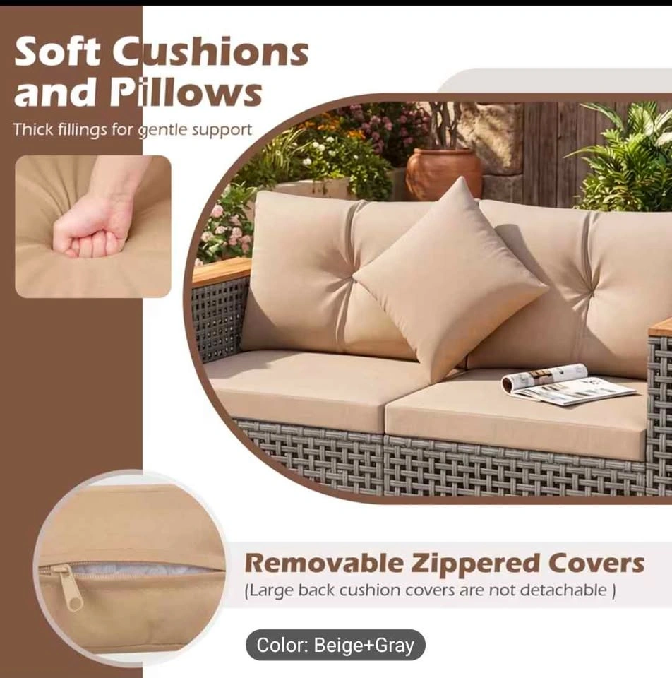 Brand New 2pcs Patio Corner Sofa Set, Outdoor Sectional Wicker L - photo 4
